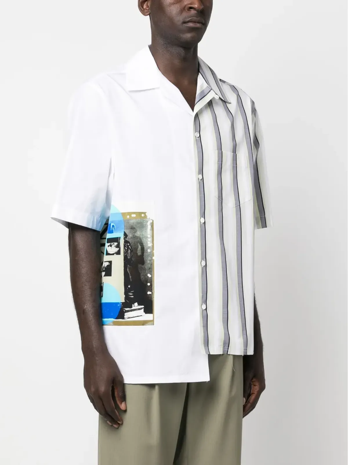 Lanvin アシンメトリックパッチワークシャツ - 画像3