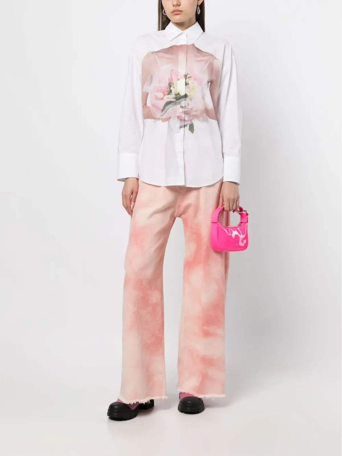 MSGM ローズプリントポプリンシャツ - 画像2