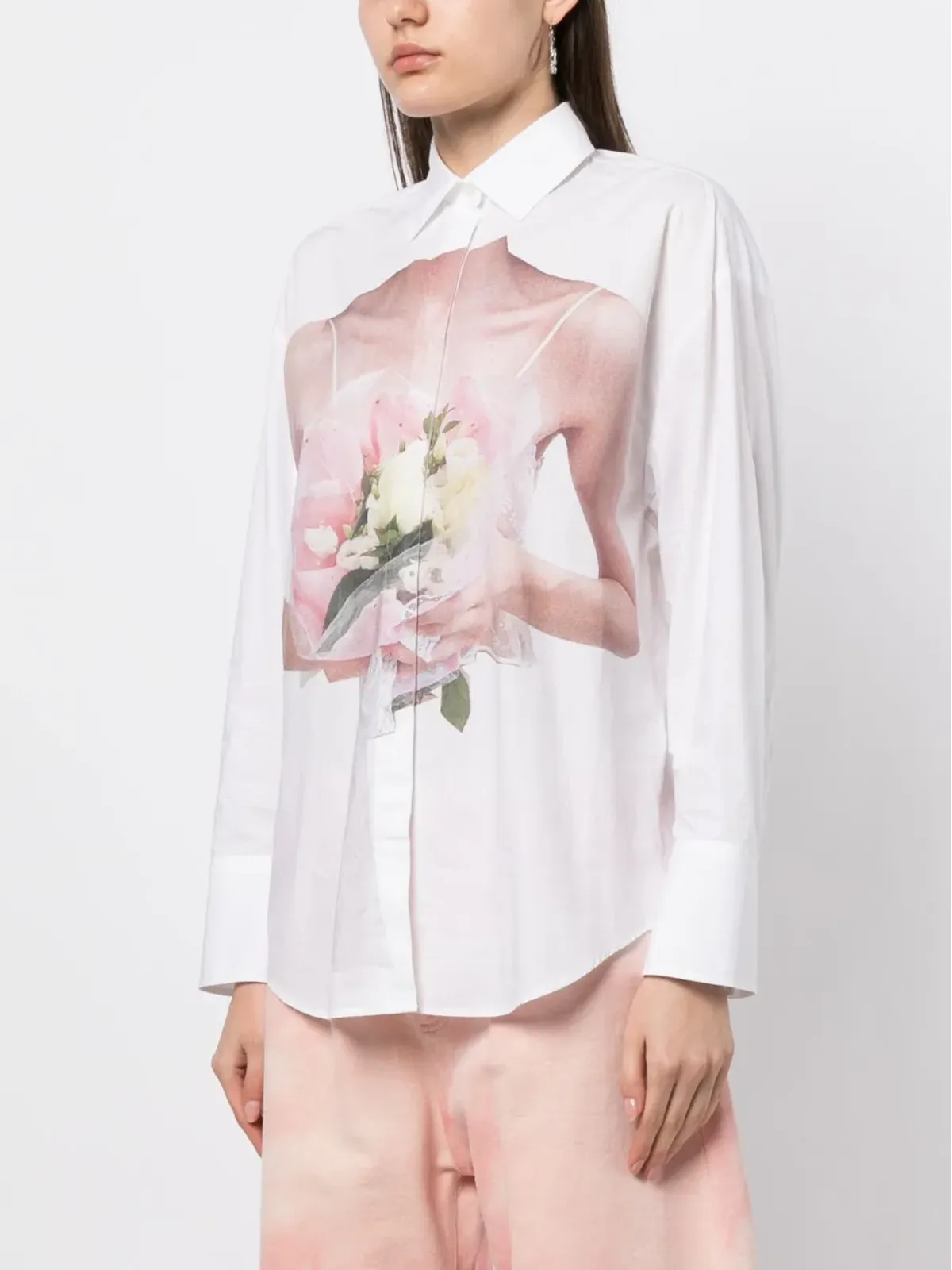 MSGM ローズプリントポプリンシャツ - 画像3