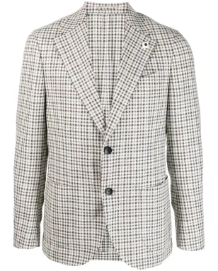 Lardini シングルブレスト ウール混チェックブレザー - サムネイル1