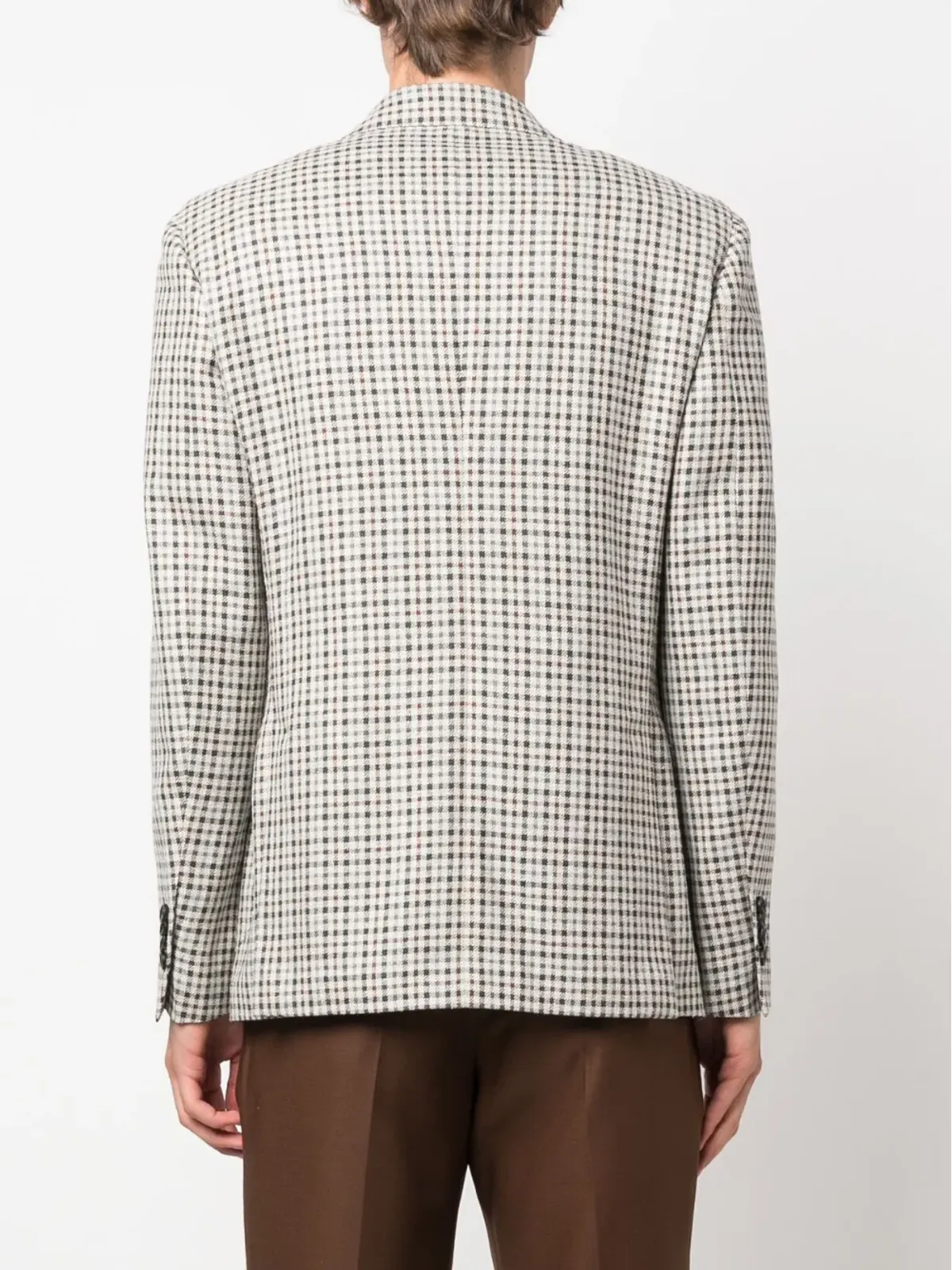 Lardini シングルブレスト ウール混チェックブレザー - 画像4