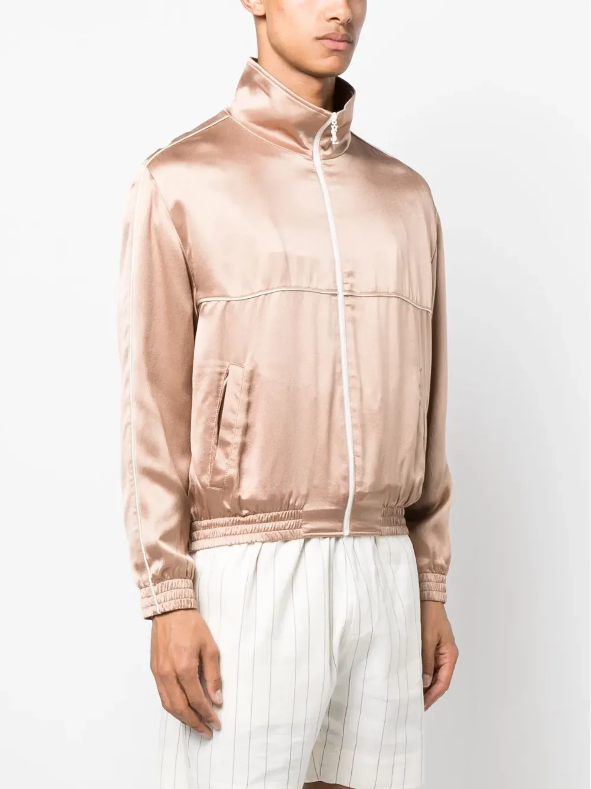 Saint Laurent ジップアップ シルク トラックジャケット - 画像3