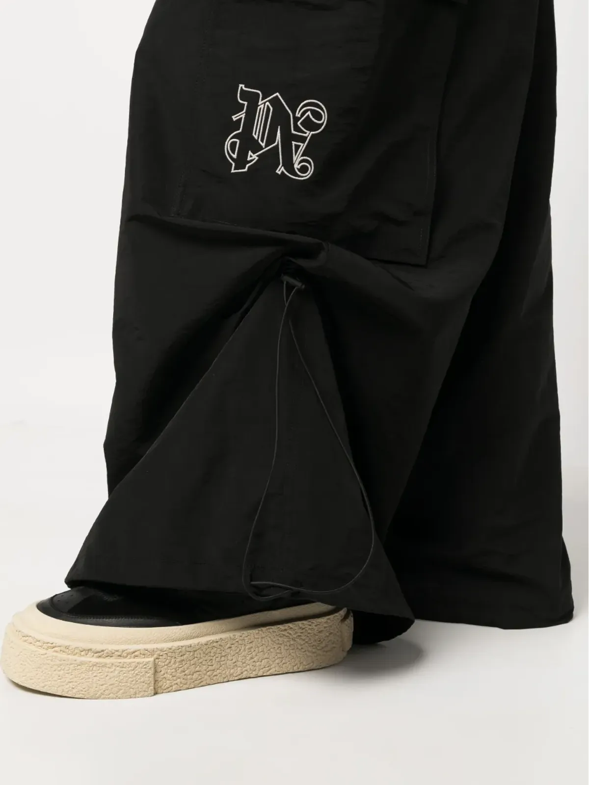 Palm Angels PA Monogram-embroidery wide-leg trousers - Black - 画像5