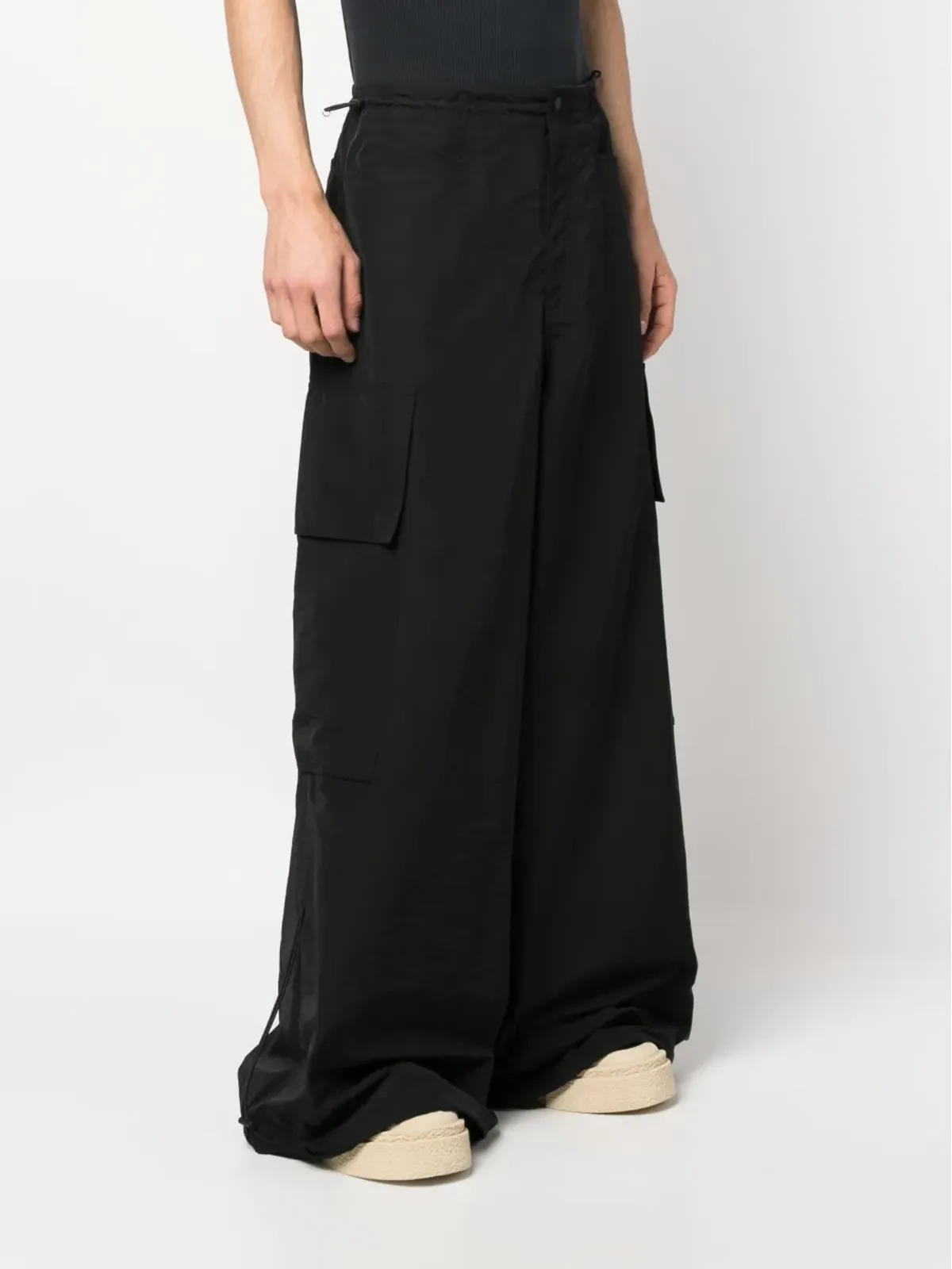 Palm Angels PA Monogram-embroidery wide-leg trousers - Black - 画像3