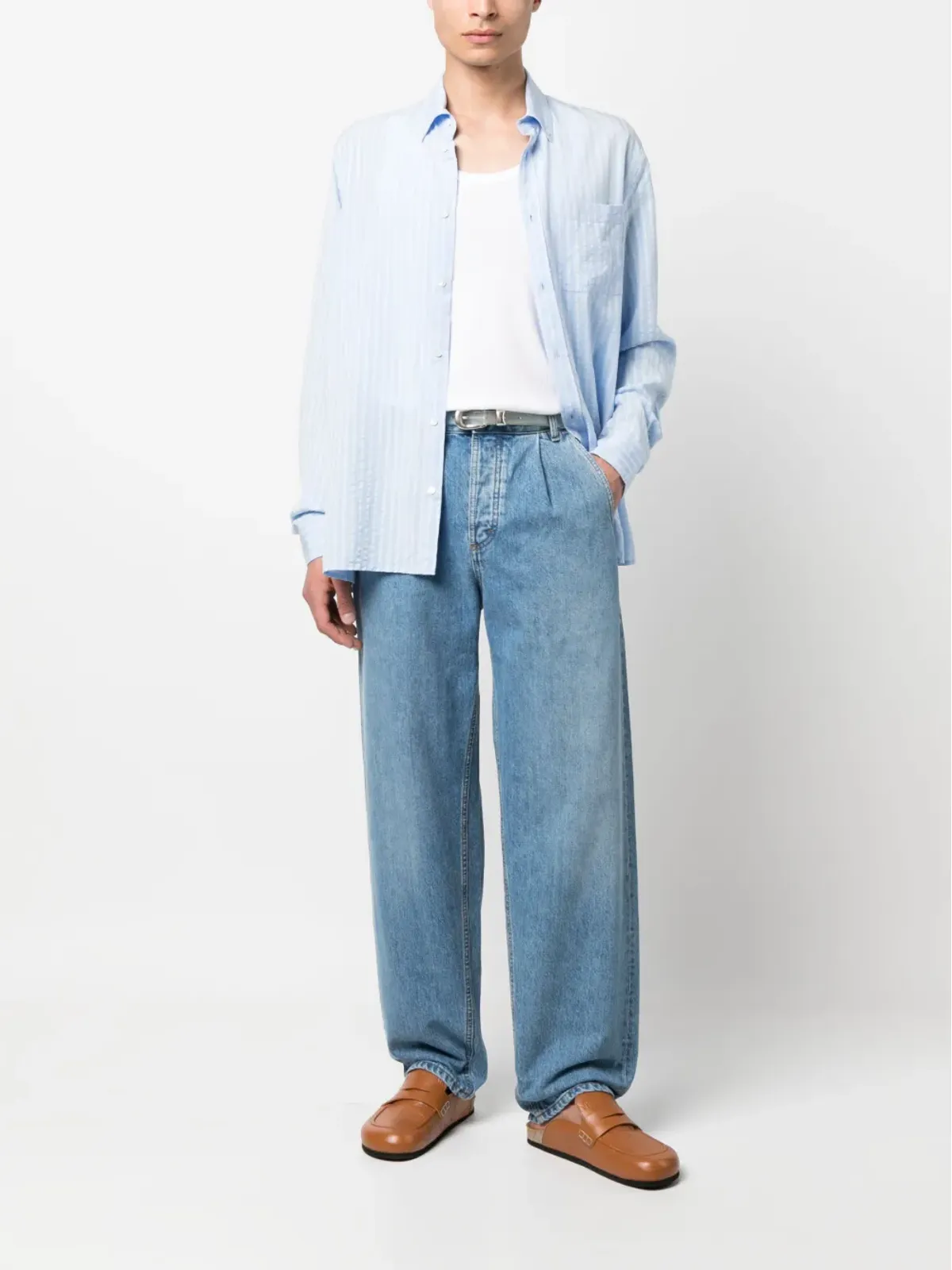 Another Aspect 1.0 ストライプ柄シャツ - ブルー - 画像2