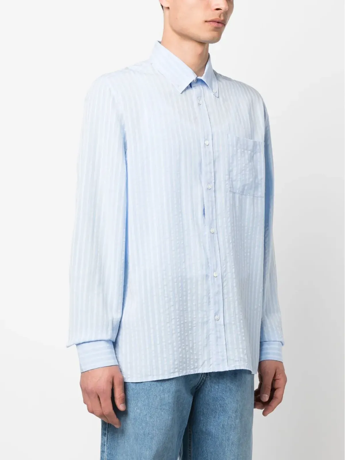 Another Aspect 1.0 ストライプ柄シャツ - ブルー - 画像3