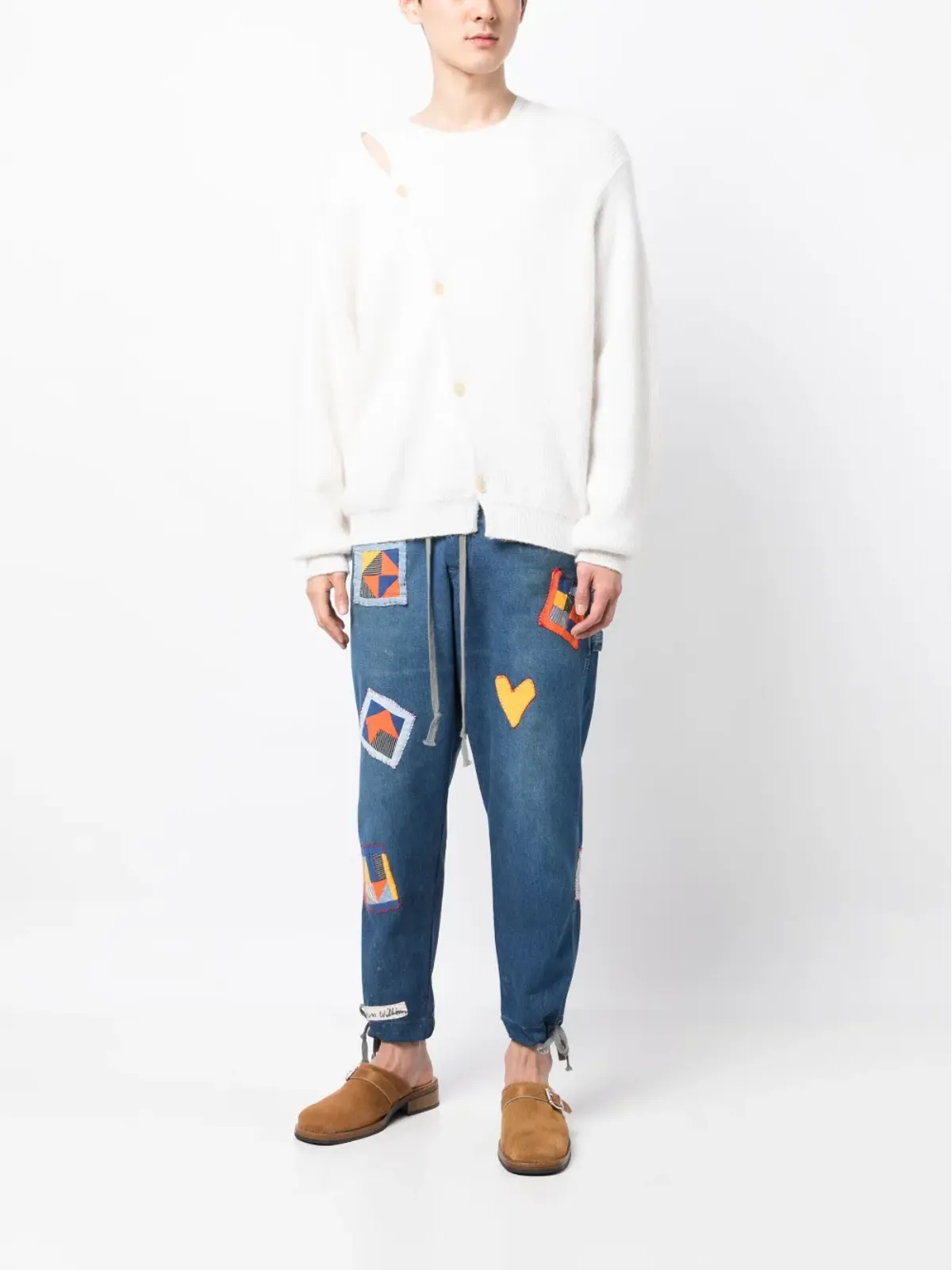 Greg Lauren パッチディテール ドローストリング ジーンズ - 画像2