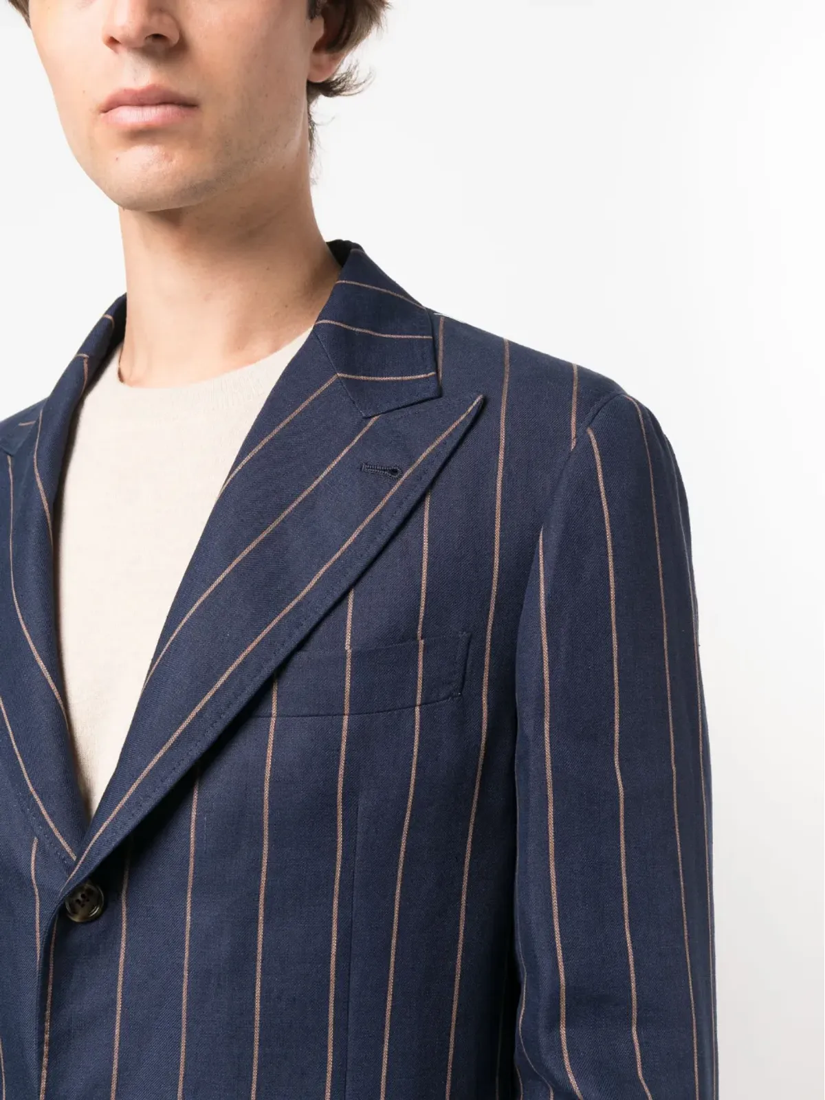 Brunello Cucinelli ピンストライプのシングルブレストブレザー - 画像5