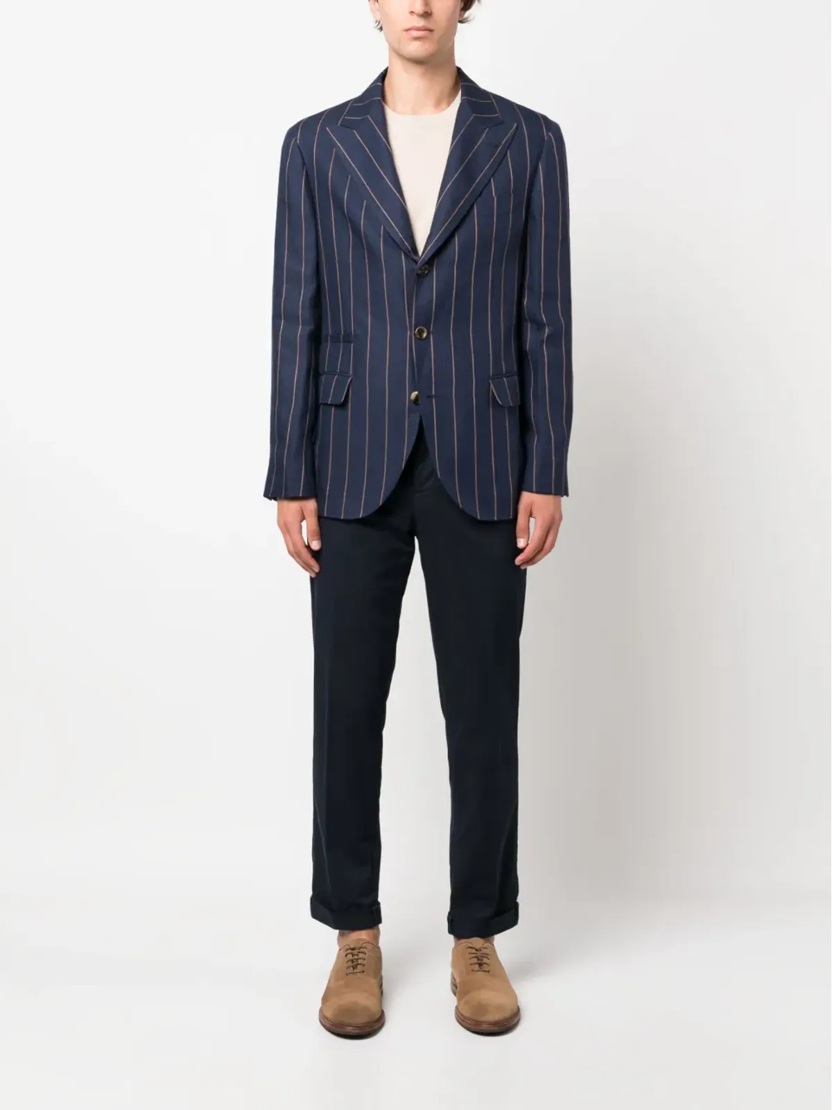Brunello Cucinelli ピンストライプのシングルブレストブレザー - 画像2
