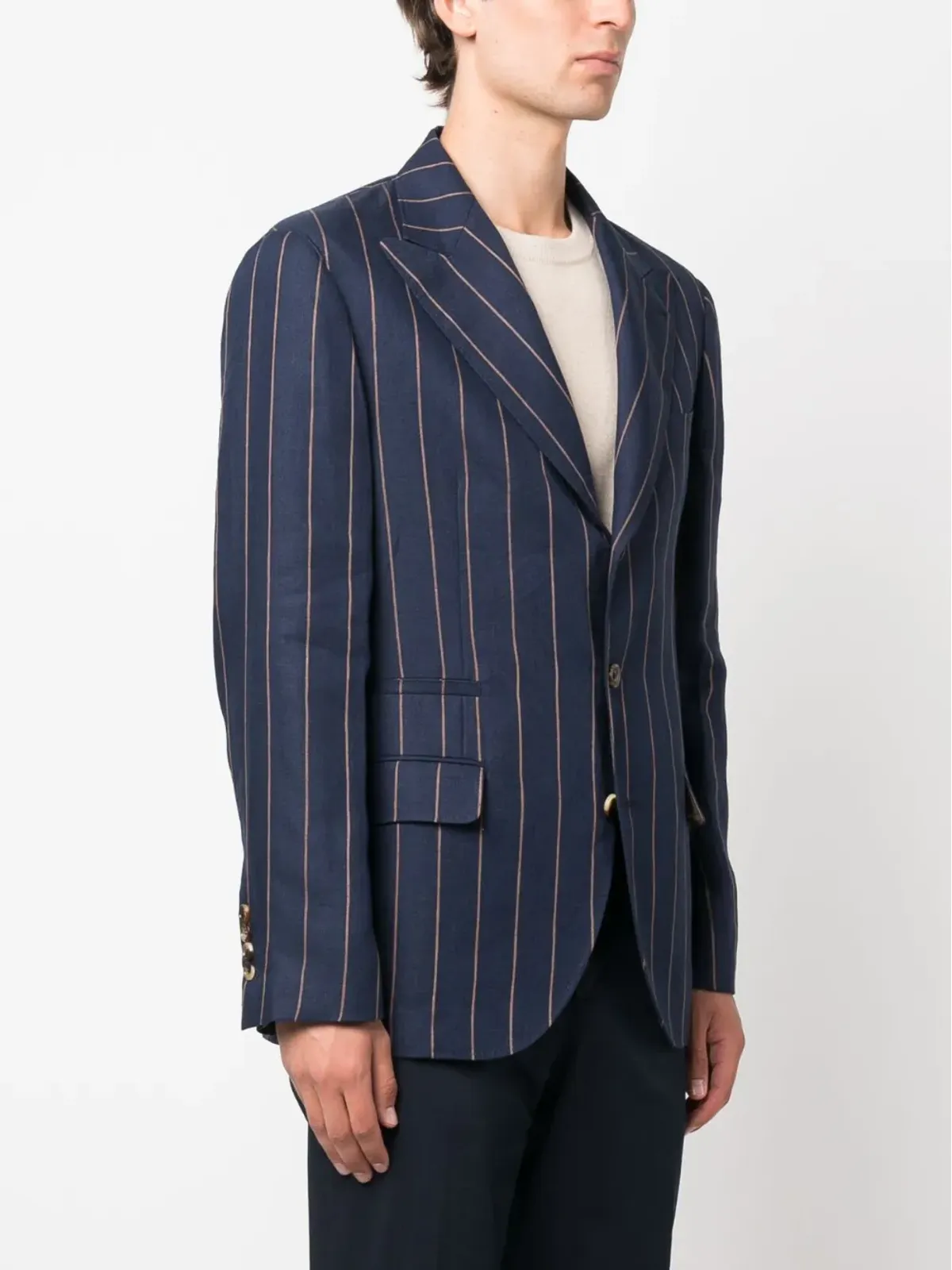 Brunello Cucinelli ピンストライプのシングルブレストブレザー - 画像3