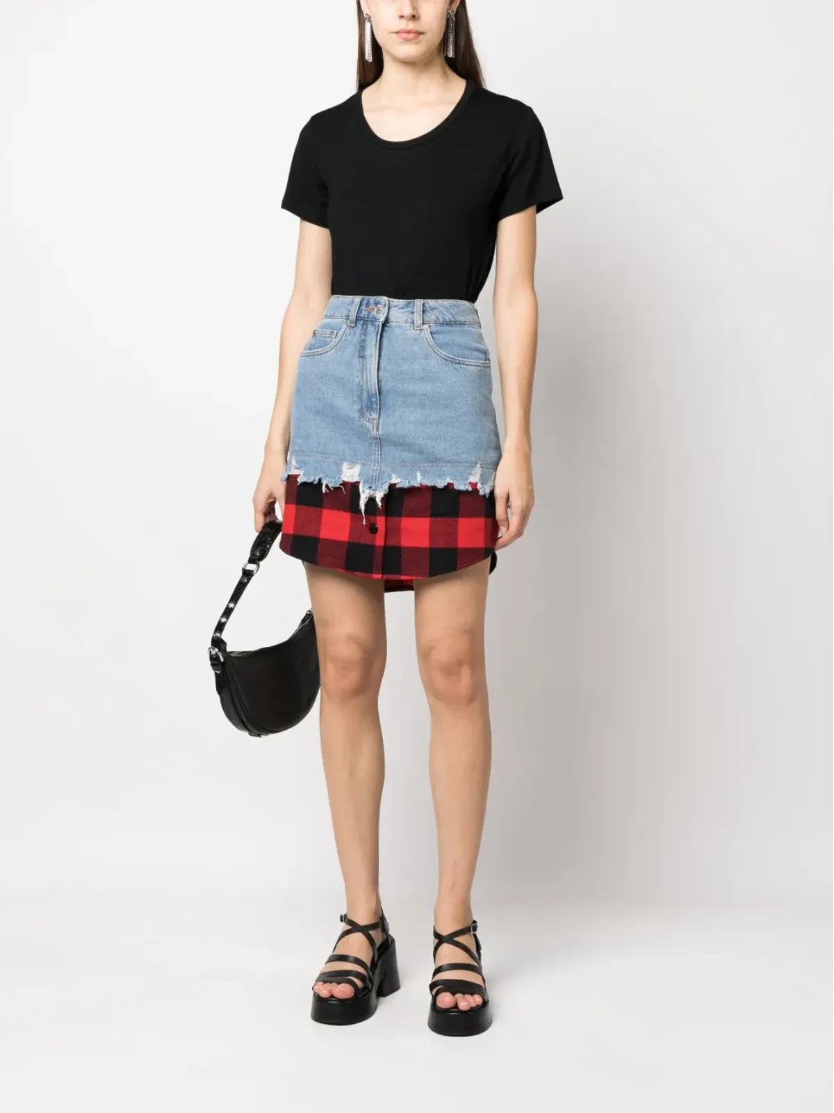 MOSCHINO JEANS レイヤードデザイン デニムスカート - 画像2