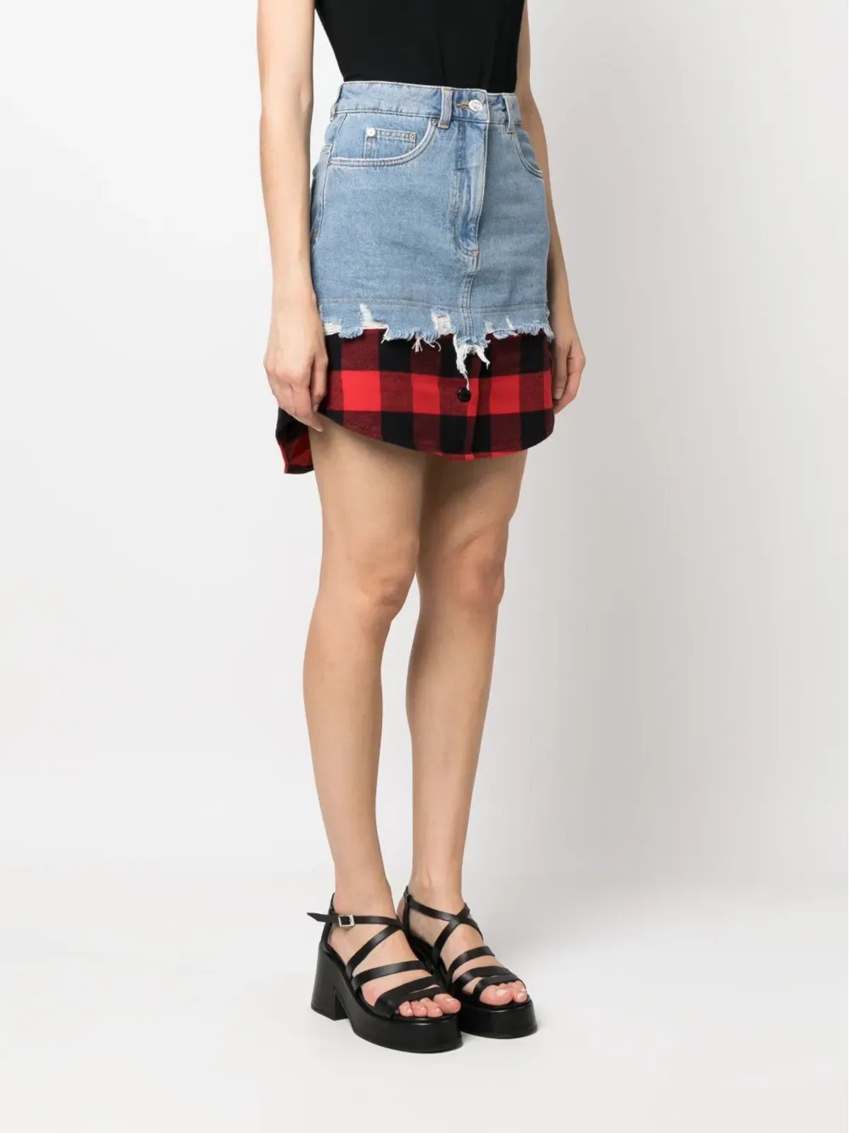 MOSCHINO JEANS レイヤードデザイン デニムスカート - 画像3