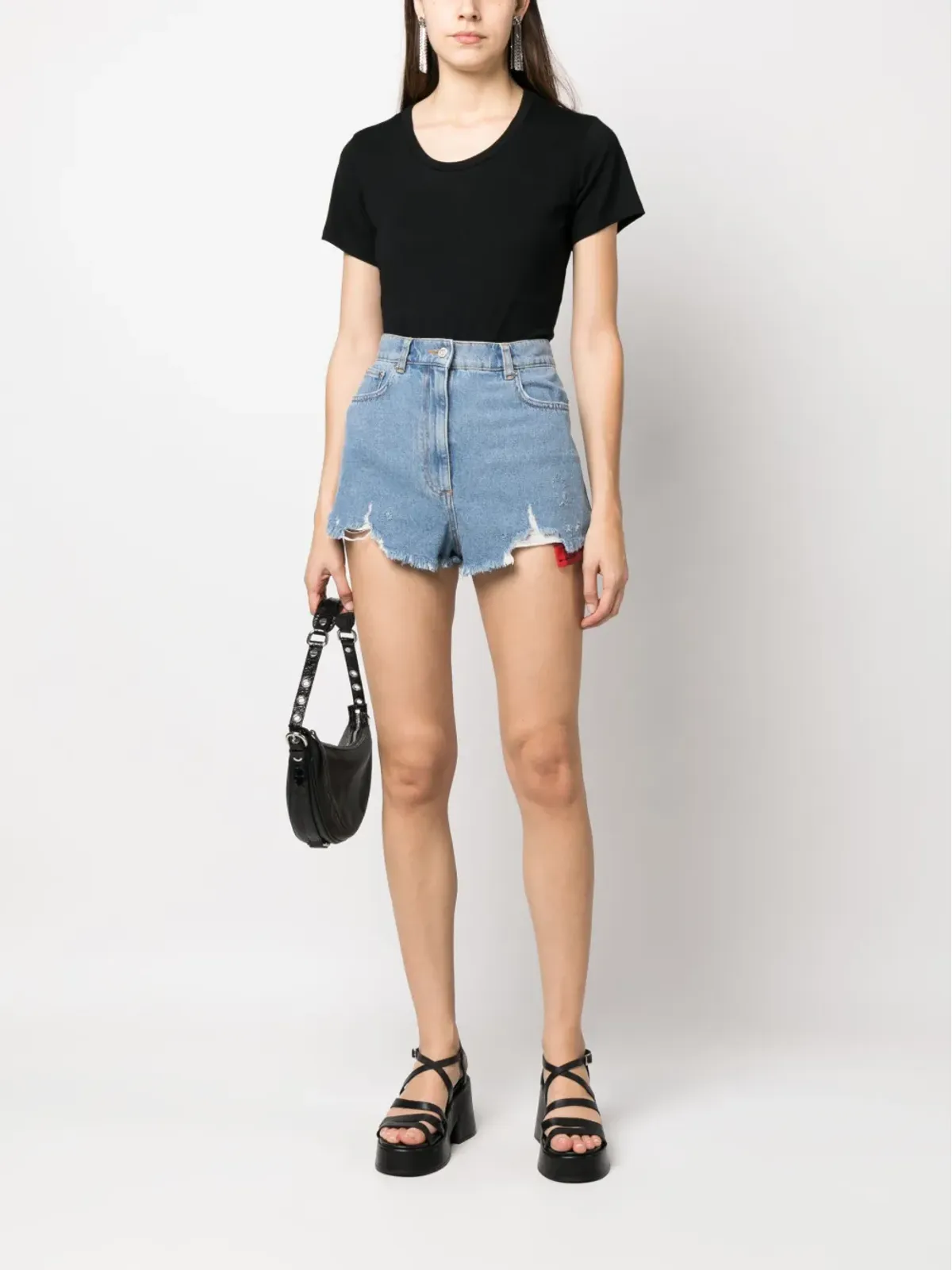 MOSCHINO JEANS ハイライズ コットンデニムショーツ - ブルー - 画像2