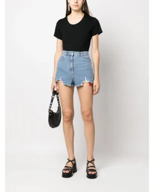 MOSCHINO JEANS ハイライズ コットンデニムショーツ - ブルー - サムネイル2