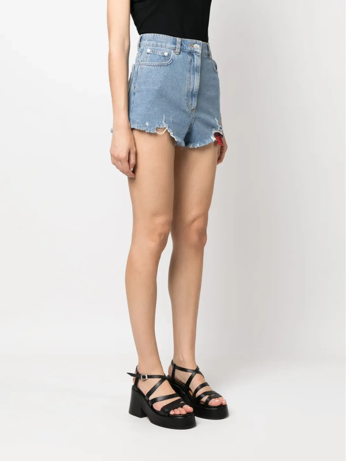 MOSCHINO JEANS ハイライズ コットンデニムショーツ - ブルー - 画像3
