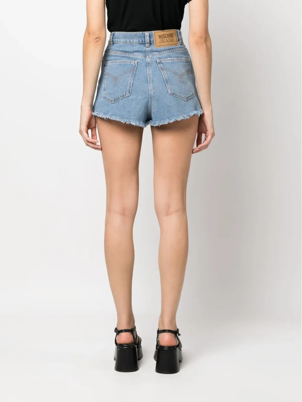 MOSCHINO JEANS ハイライズ コットンデニムショーツ - ブルー - 画像4
