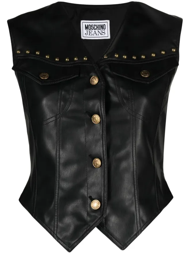 Moschino Jeans MOSCHINO JEANS スタッドディテール パネルド フェイクレザー ジレの商品画像