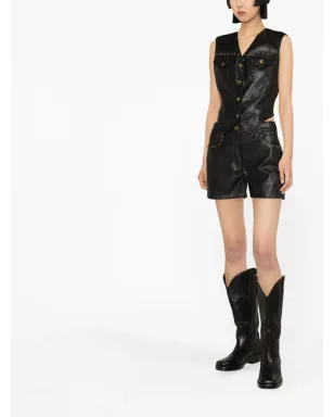 MOSCHINO JEANS スタッドディテール パネルド フェイクレザー ジレ - サムネイル2