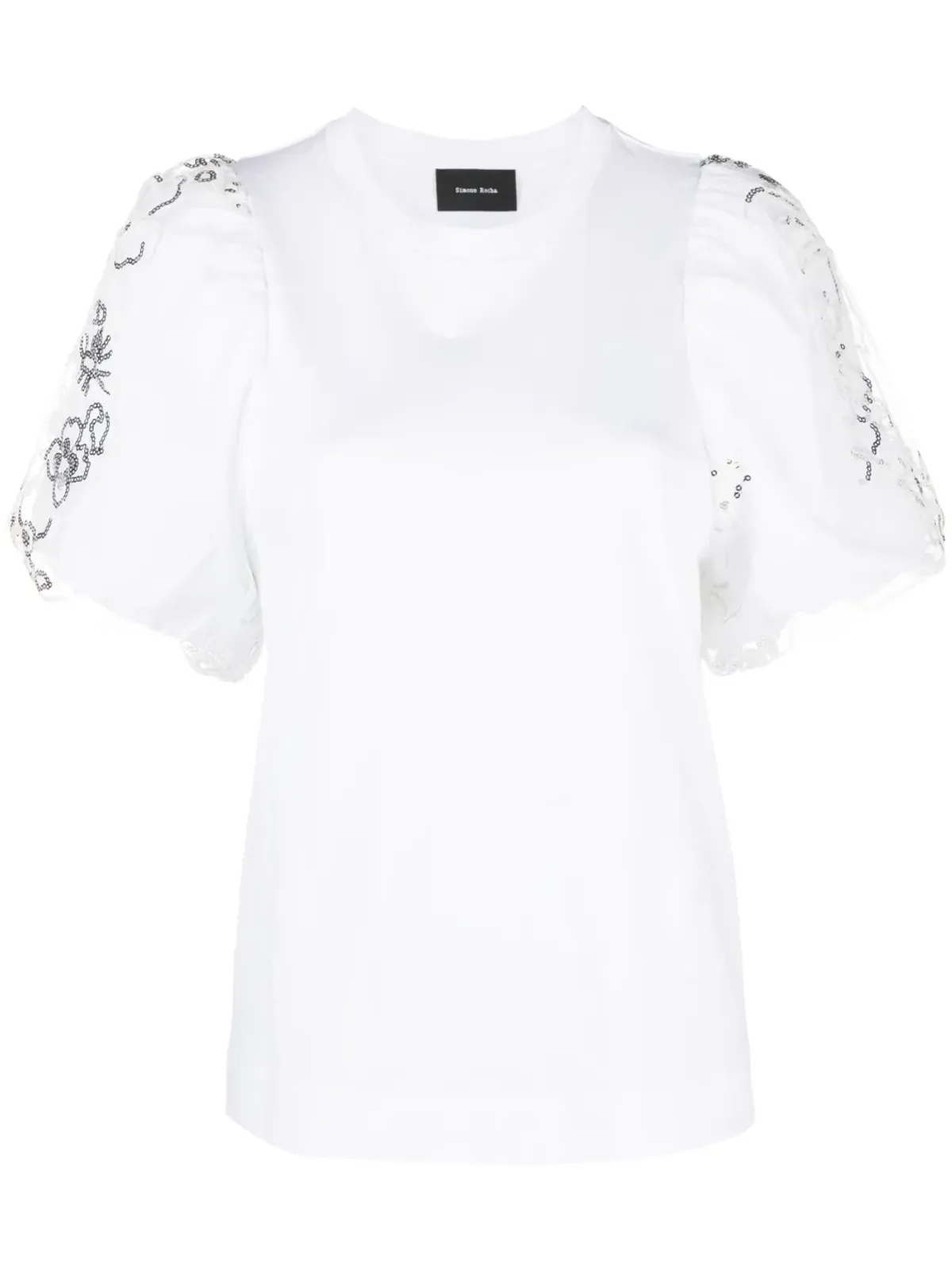 Simone Rocha スパンコール付きコットンTシャツ - 画像1