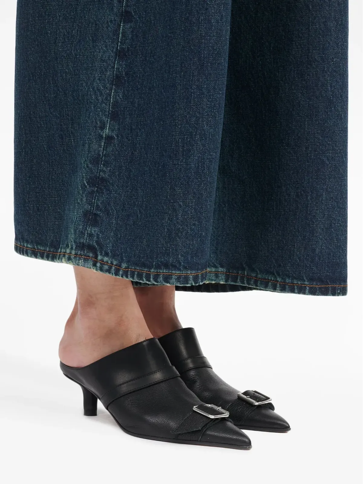 MM6 Maison Margiela ライダー50mm ポインテッドトゥ ミュール（ブラック） - 画像5
