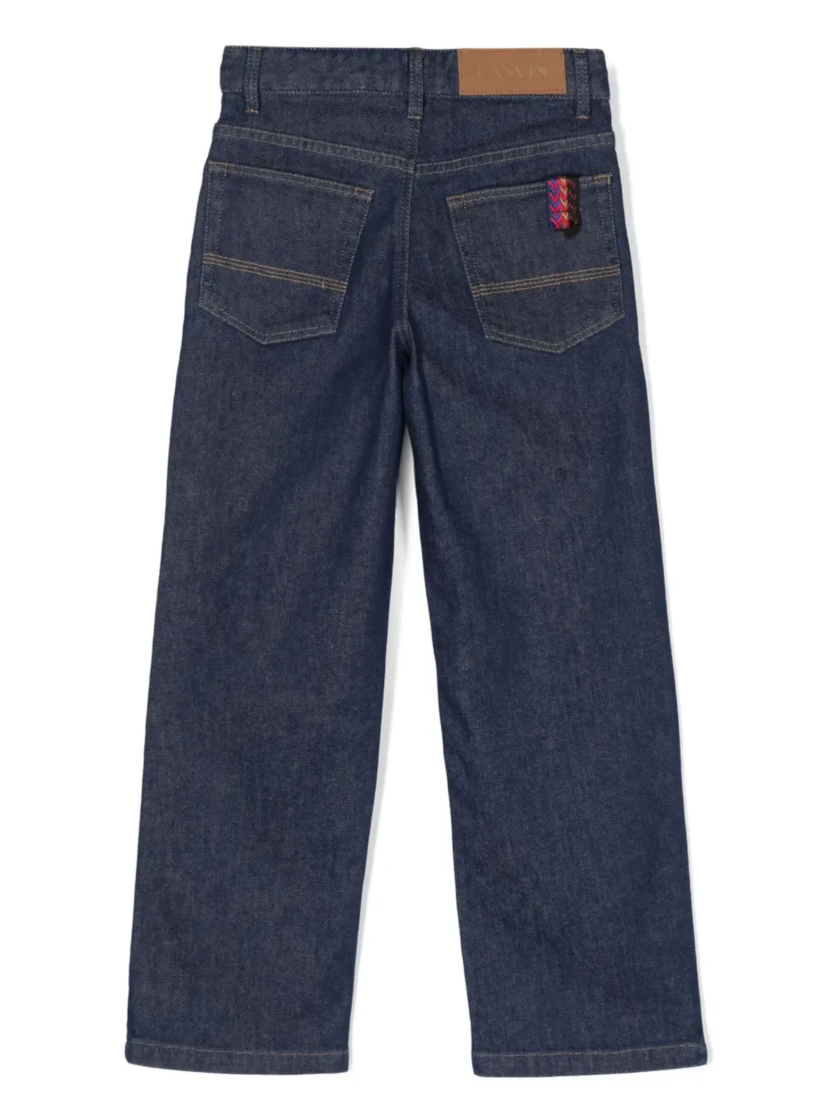 Lanvin Enfant カーブ ロゴ刺繍ストレートジーンズ - 画像2