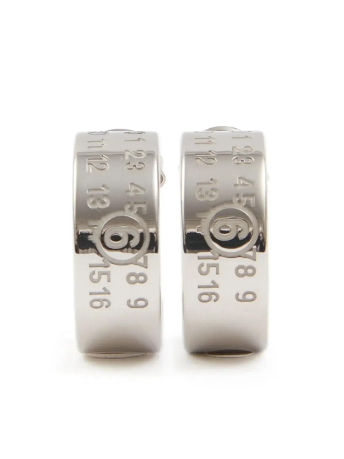 MM6 Maison Margiela 数字刻印入りフープピアス - シルバー - 画像1