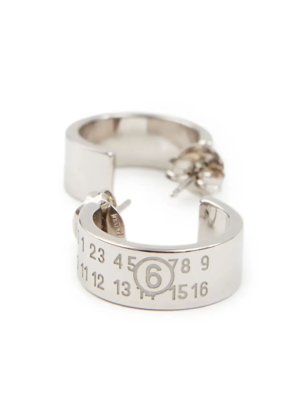 MM6 Maison Margiela 数字刻印入りフープピアス - シルバー - 画像3
