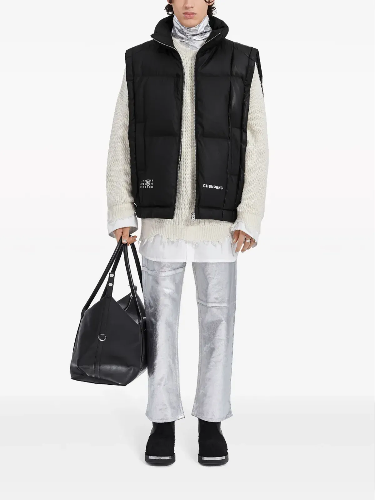 MM6 Maison Margiela ロゴプリント パッド入りジレ - 画像2