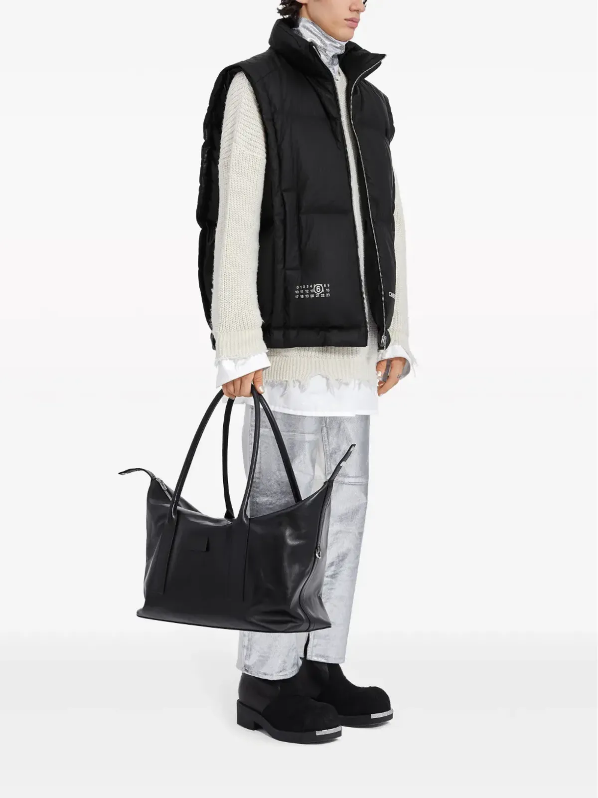 MM6 Maison Margiela ロゴプリント パッド入りジレ - 画像3