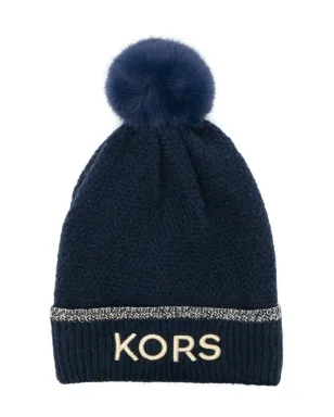 Michael Kors Kids embroidered-logo pompom beanie - サムネイル1