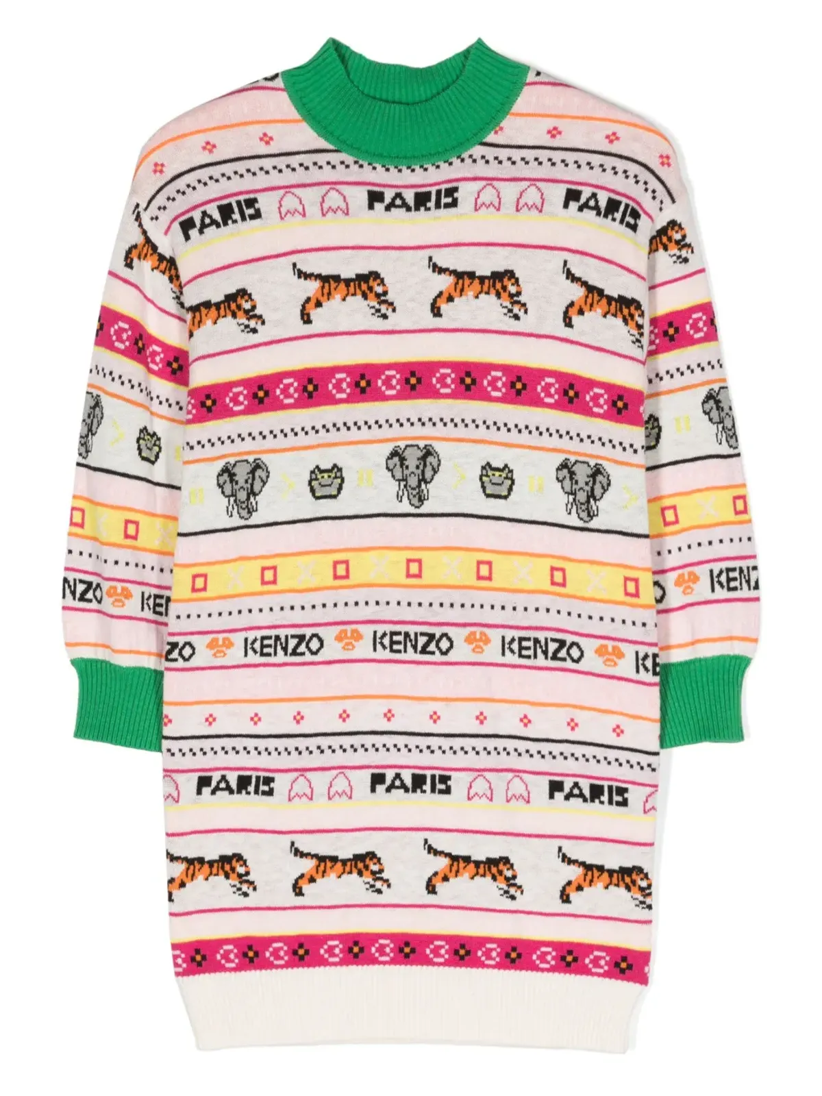 Kenzo Kids インターシャロゴ入りニットドレス - 画像1