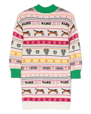 Kenzo Kids インターシャロゴ入りニットドレス - サムネイル2