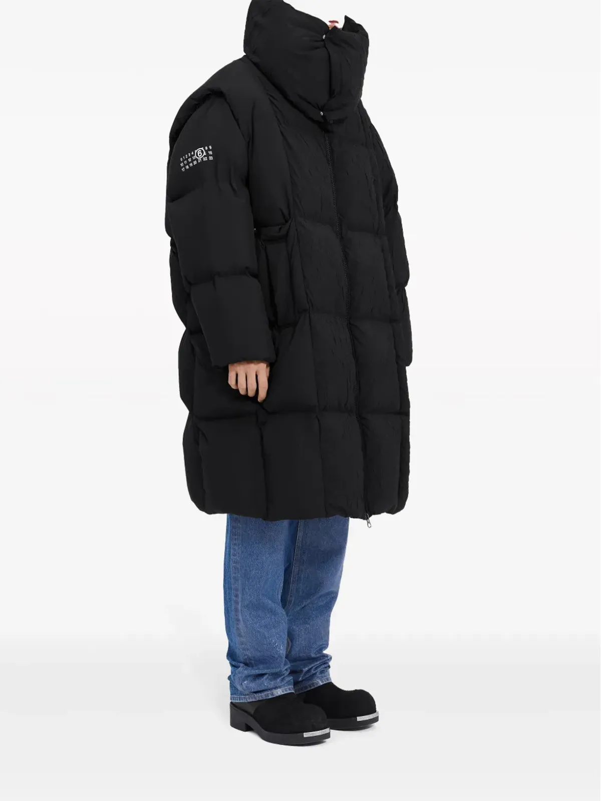 MM6 Maison Margiela x Chen Peng ハイネック パディッド コート - ブラック - 画像3