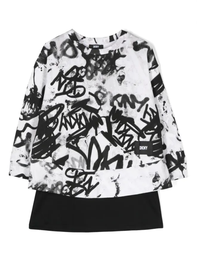 Dkny Kids Dkny Kids グラフィティプリント レイヤードミニドレスの商品画像