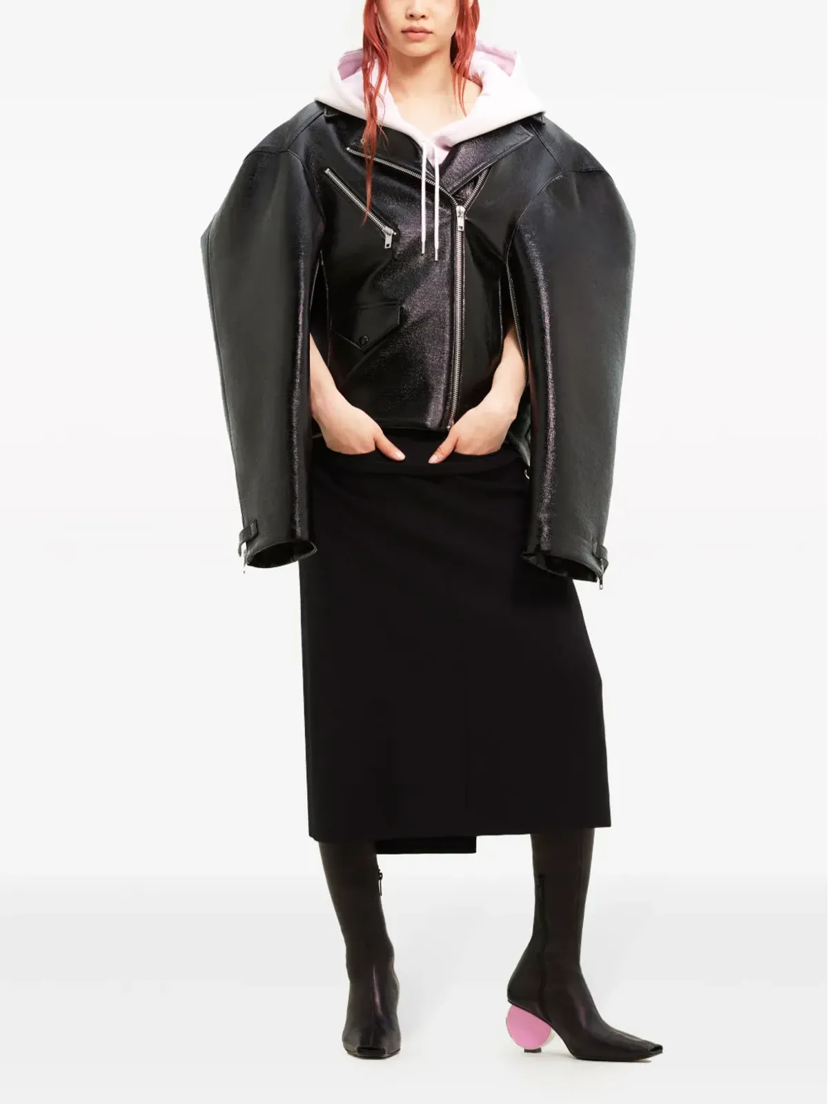Courrèges コクーン・ビニル バイカージャケット - 画像2