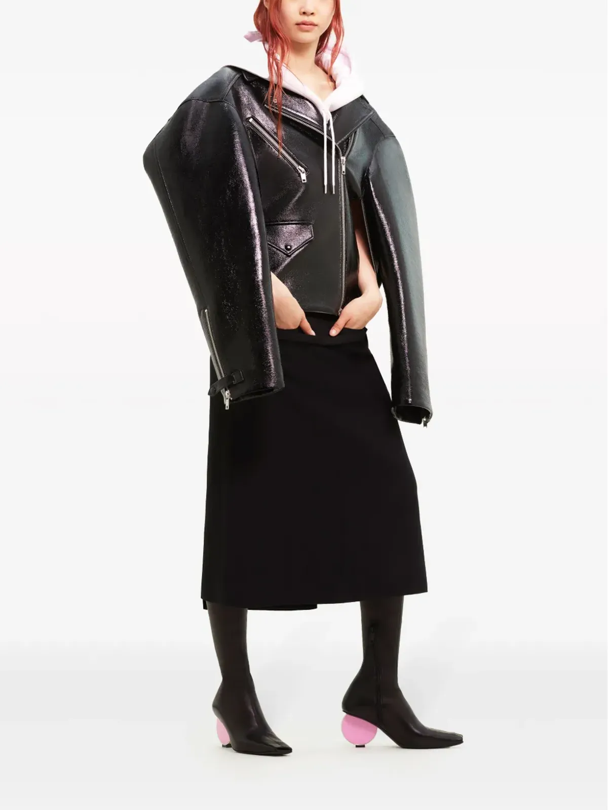 Courrèges コクーン・ビニル バイカージャケット - 画像3