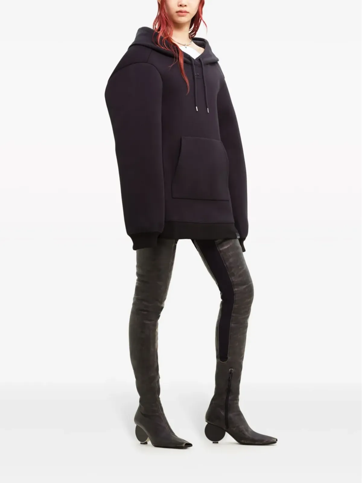 Courrèges ロゴ刺繍フード付きドレス - 画像3