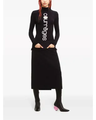 Courrèges パネルド ヴァージンウール ミディスカート - サムネイル2