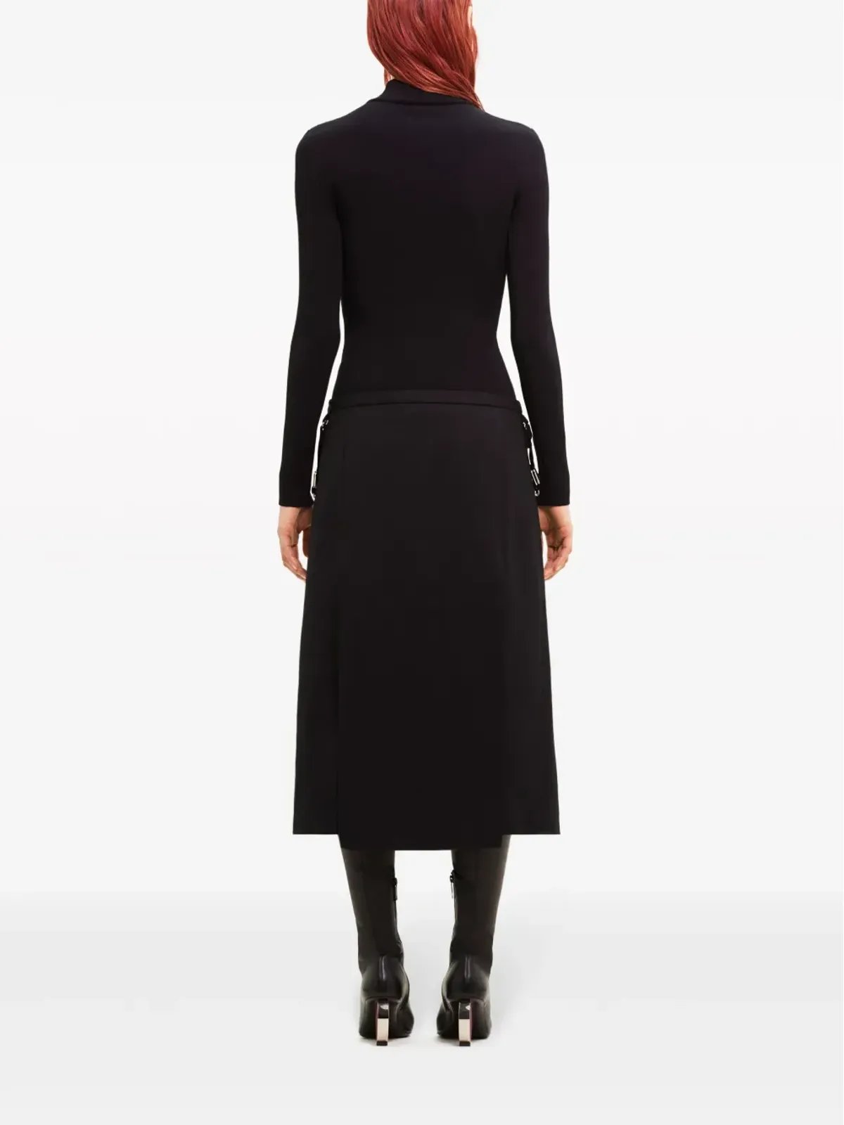 Courrèges パネルド ヴァージンウール ミディスカート - 画像4