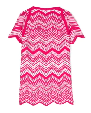 Missoni Kids ラグランスリーブ ジグザグニットドレス - ピンク - サムネイル2