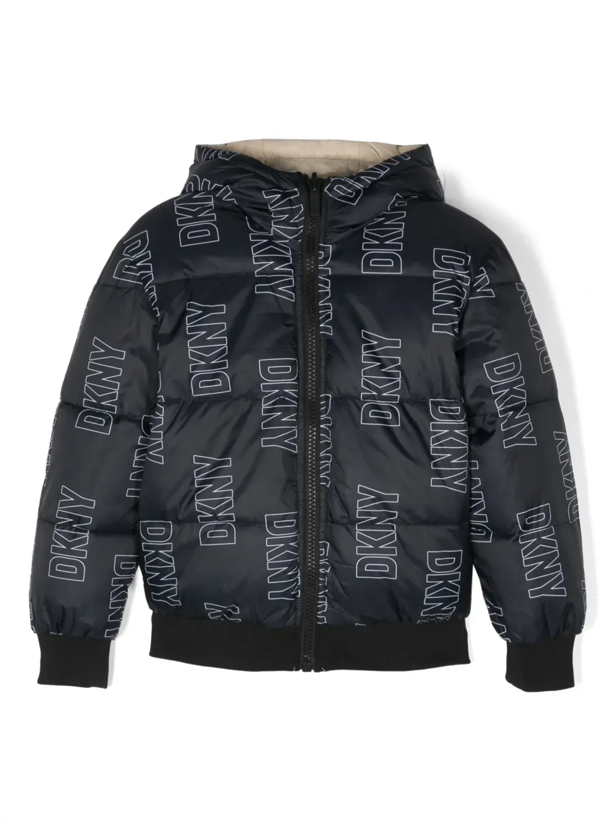 Dkny Kids リバーシブル中綿フード付きジャケット - 画像4