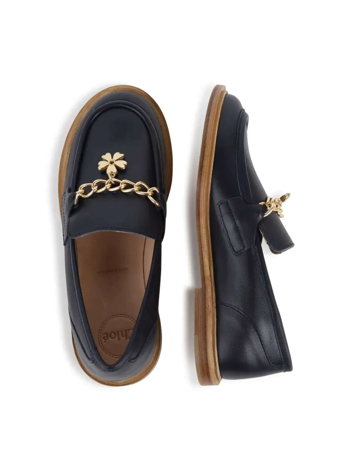 Chloé Kids チェーンリンク レザー モカシン - 画像4