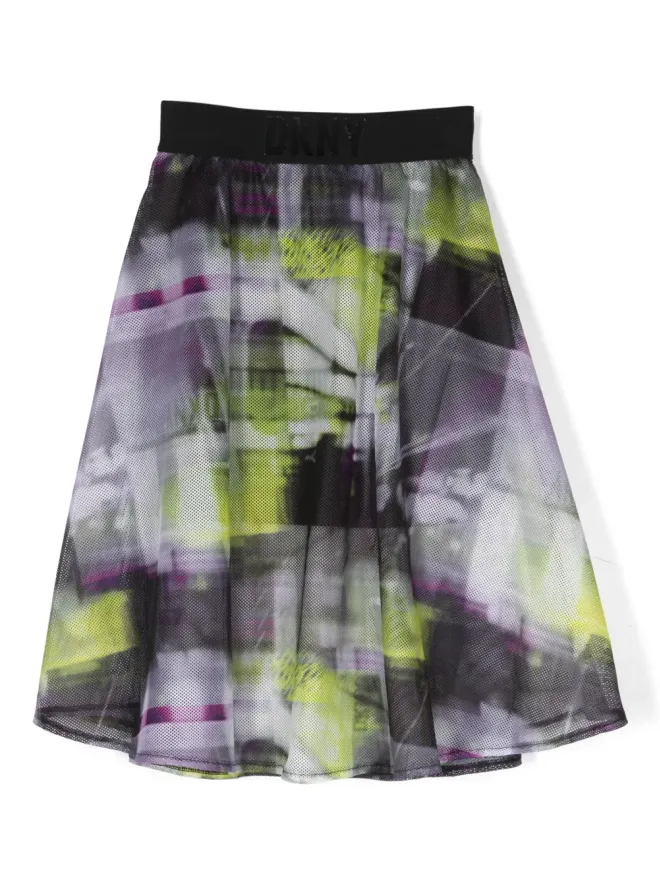 Dkny Kids Dkny Kids アブストラクトプリント メッシュ フレアスカートの商品画像
