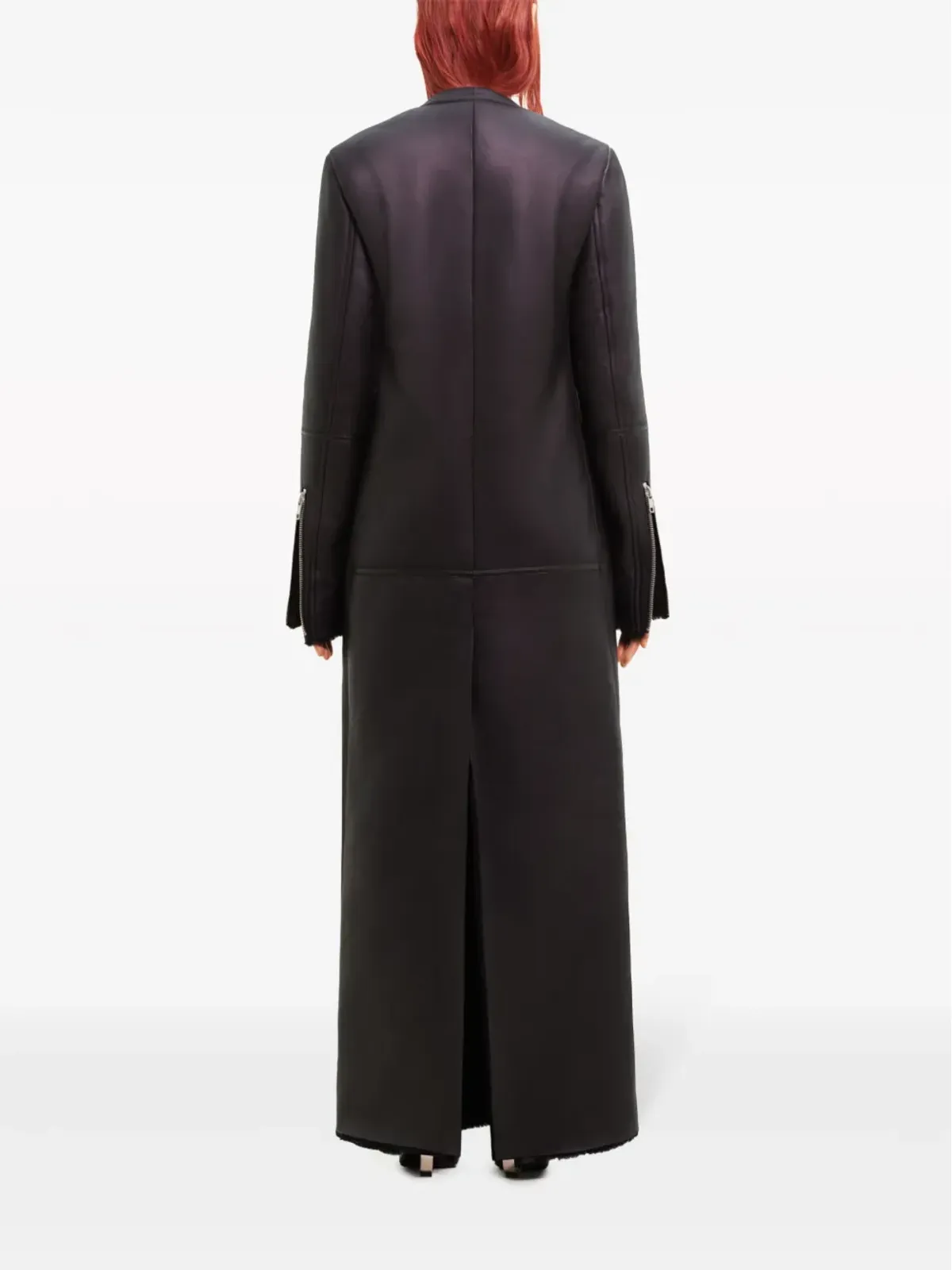 Courrèges スクープネック・パネルド レザーコート - ブラック - 画像4