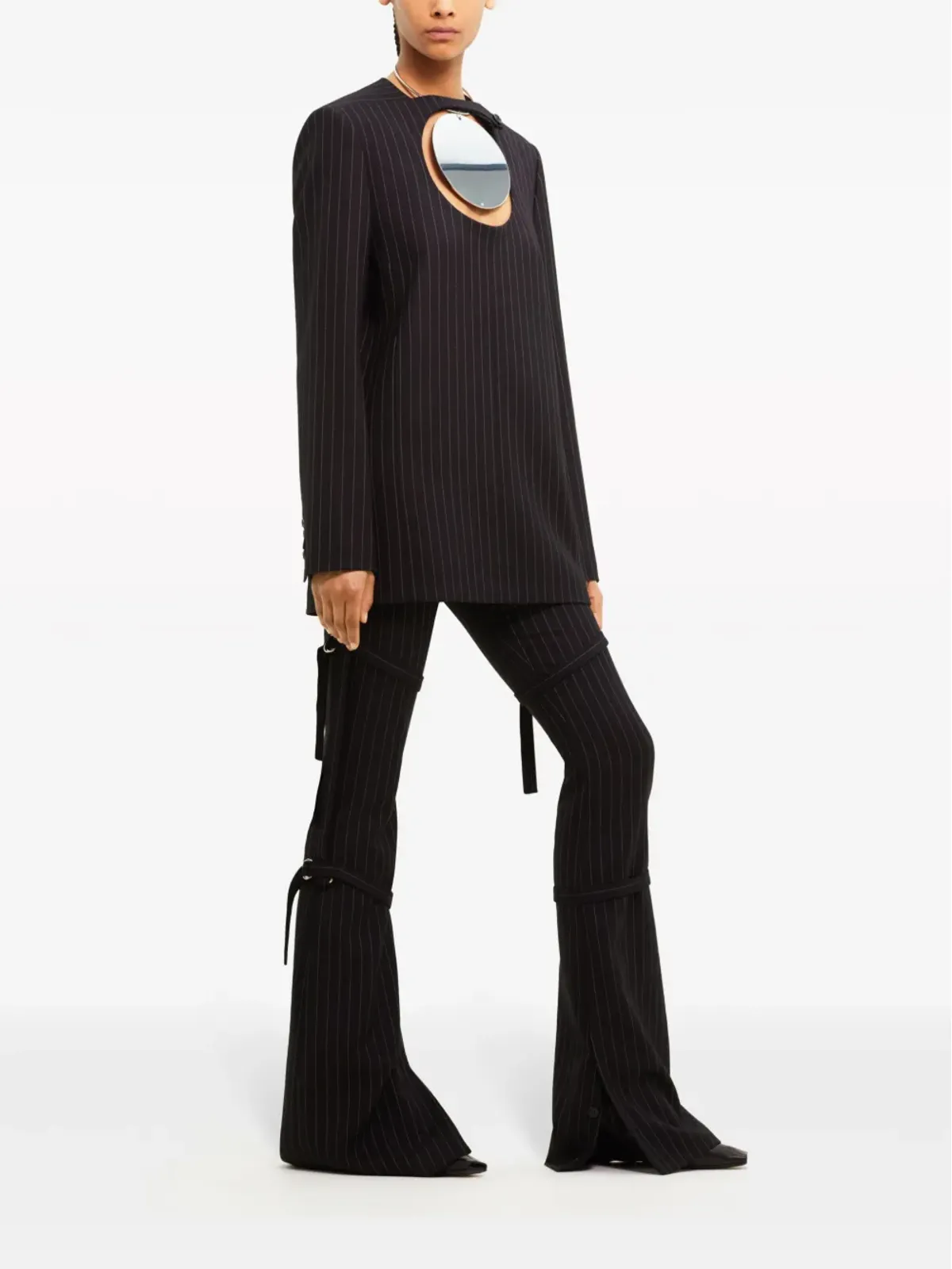 Courrèges ピンストライプ カットアウト ブレザー - 画像3