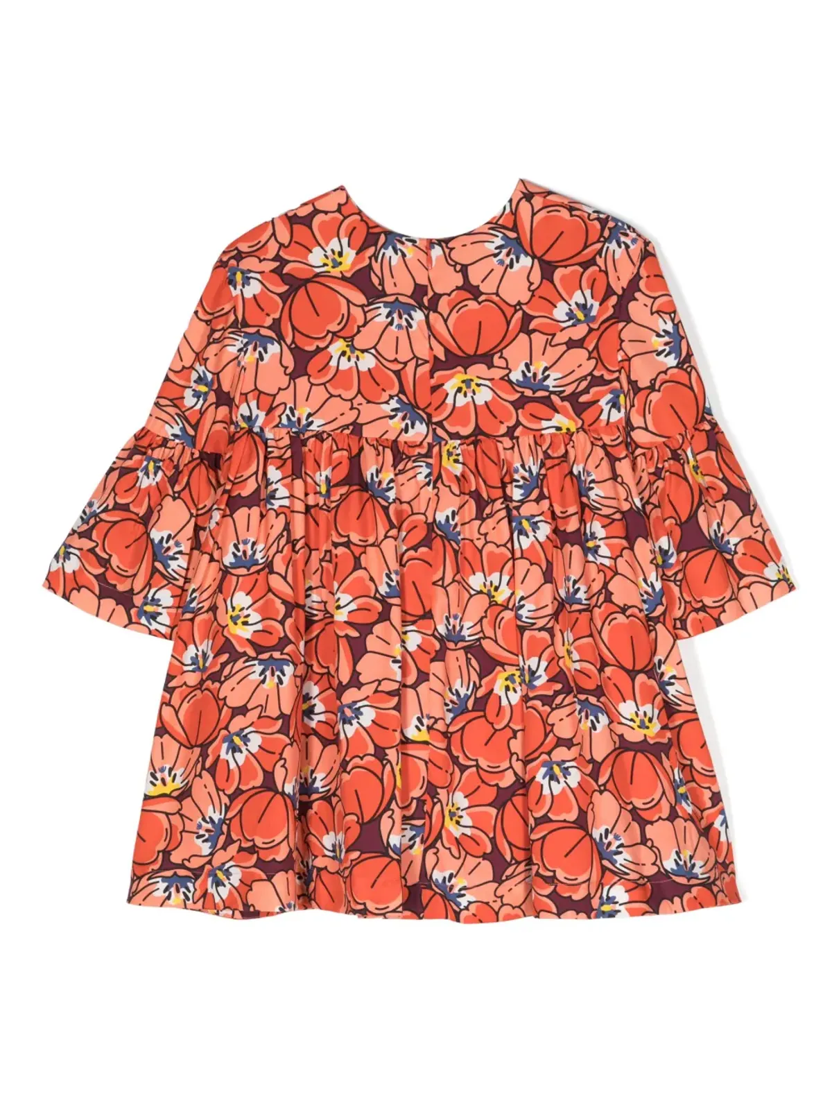 Kenzo Kids 花柄プリントドレス - オレンジ - 画像2