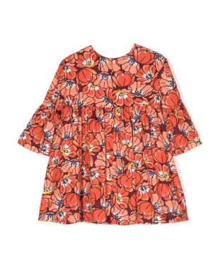 Kenzo Kids 花柄プリントドレス - オレンジ - サムネイル2