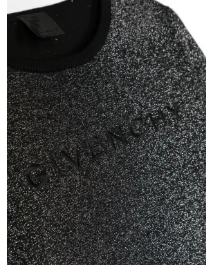Givenchy Kids ロゴ刺繍メタリックドレス - ブラック - サムネイル3