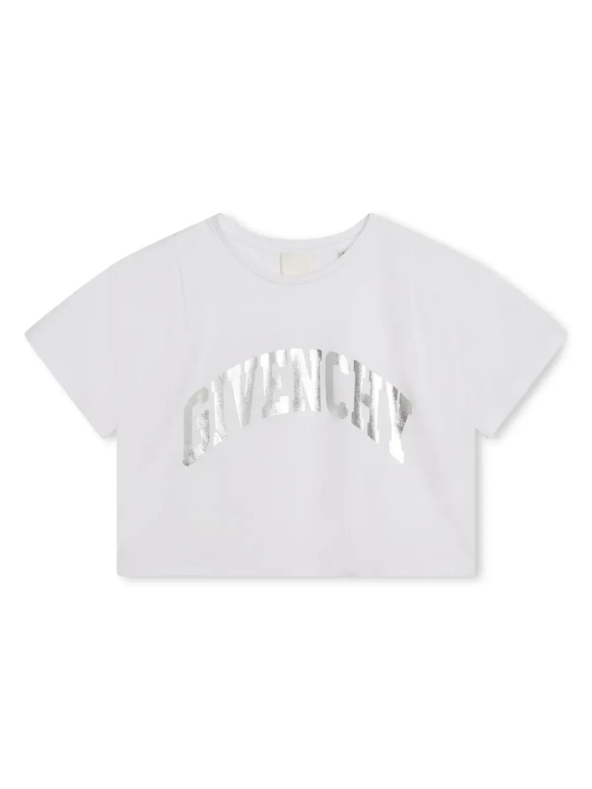 Givenchy Kids ロゴレタリング コットン クロップドTシャツ - White - 画像1