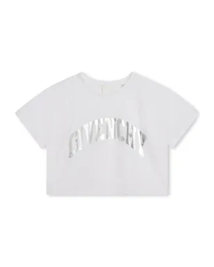 Givenchy Kids ロゴレタリング コットン クロップドTシャツ - White - サムネイル1